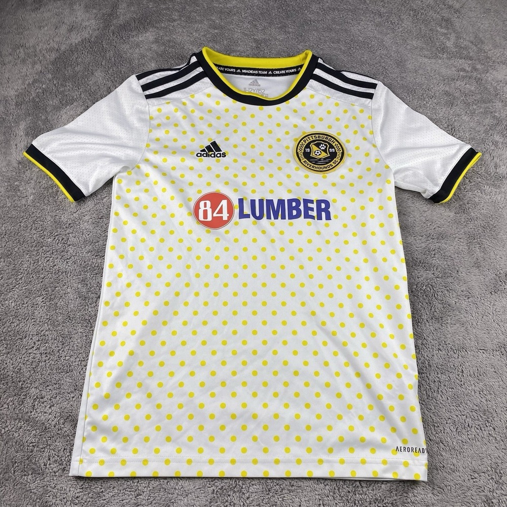 Pittsburgh Riverhounds SC 2022 Jersey Youth Medium 11-12 YRS White Yellow